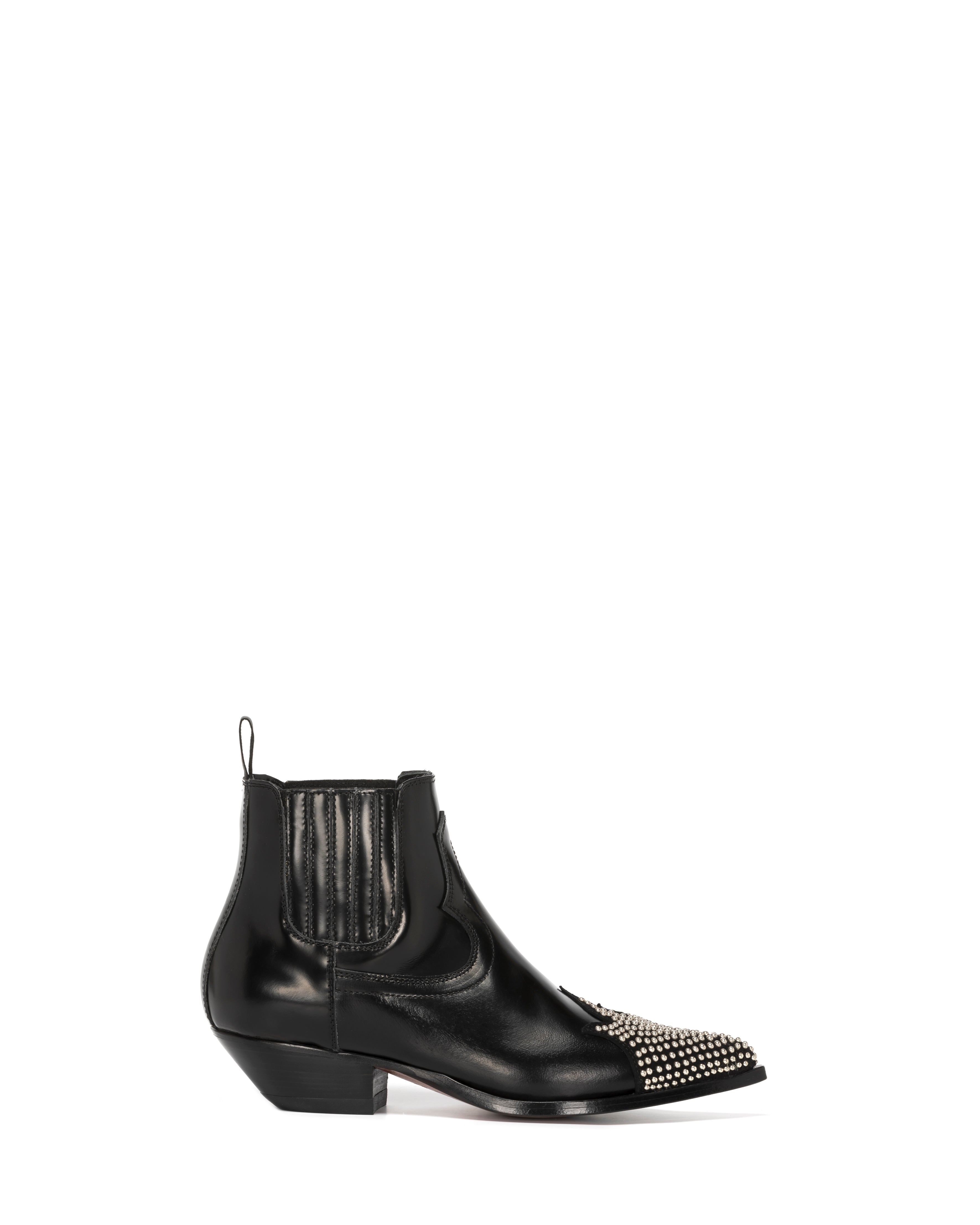 Black ankle boots with 2025 silver studs