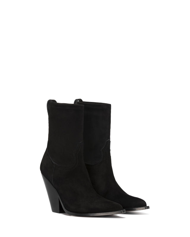 VILLA HERMOSA SOCK Women's Ankle Boots in Black Stretch Suede