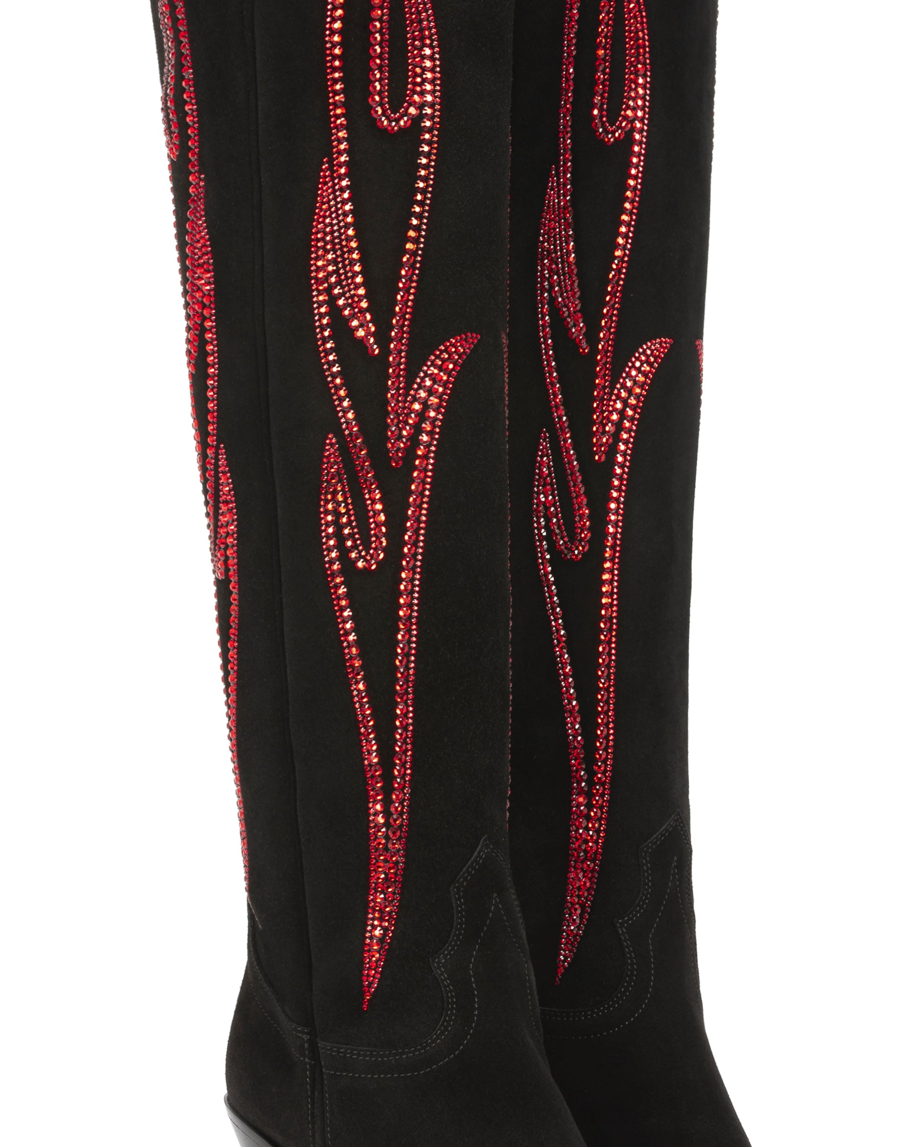     HERMOSA-90-Women_s-Over-The-Knee-Boots-in-Black-Suede-with-Red-Swarovski-Crystals_03_Detail