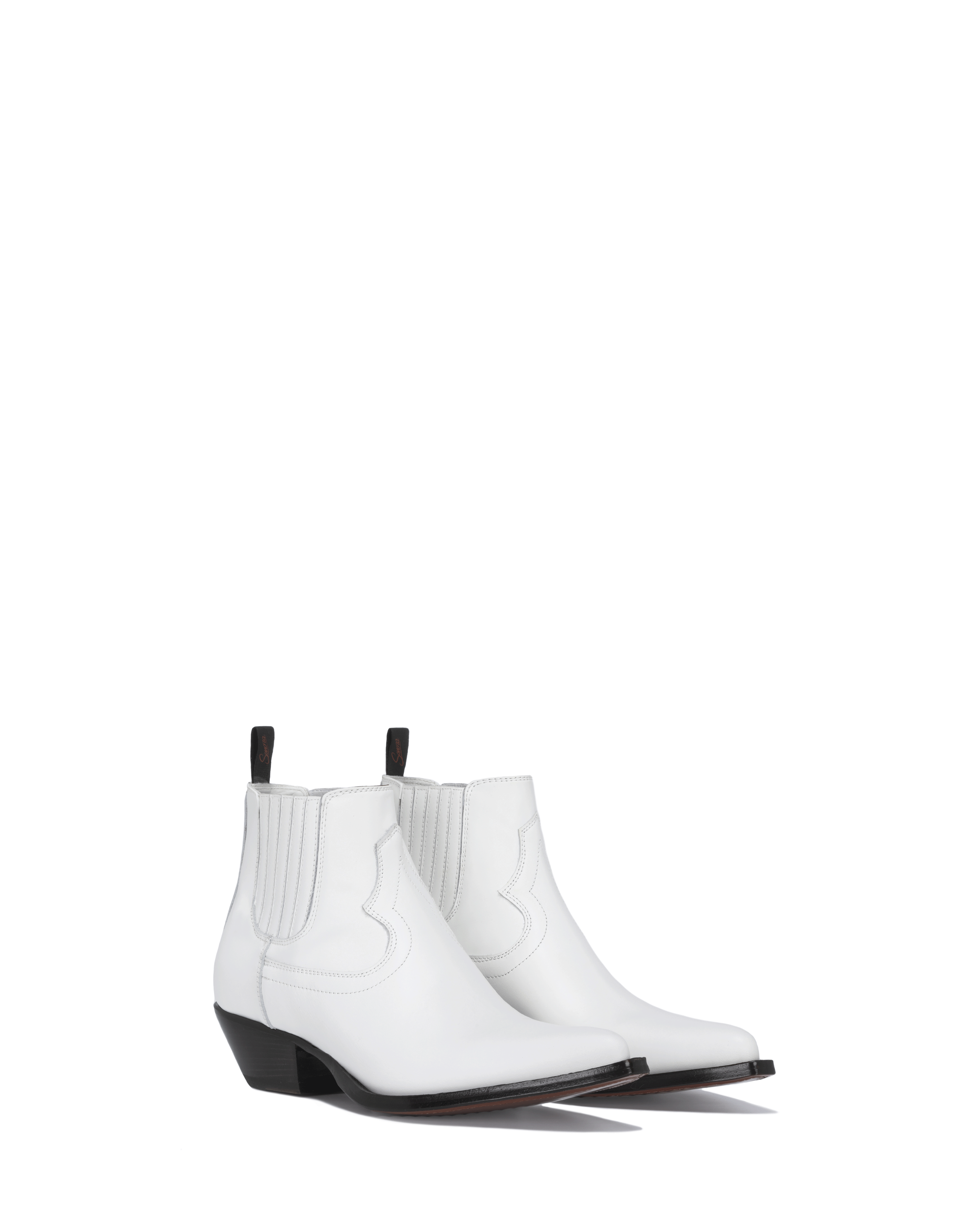 HIDALGO Men's Ankle Boots in White Calf_Front_02