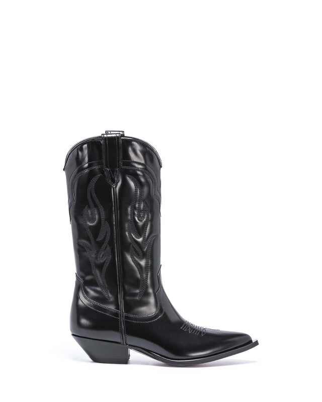 SANTA FE Men's Cowboy Boots in Black Brushed Calfskin | On Tone Embroidery_Side_02