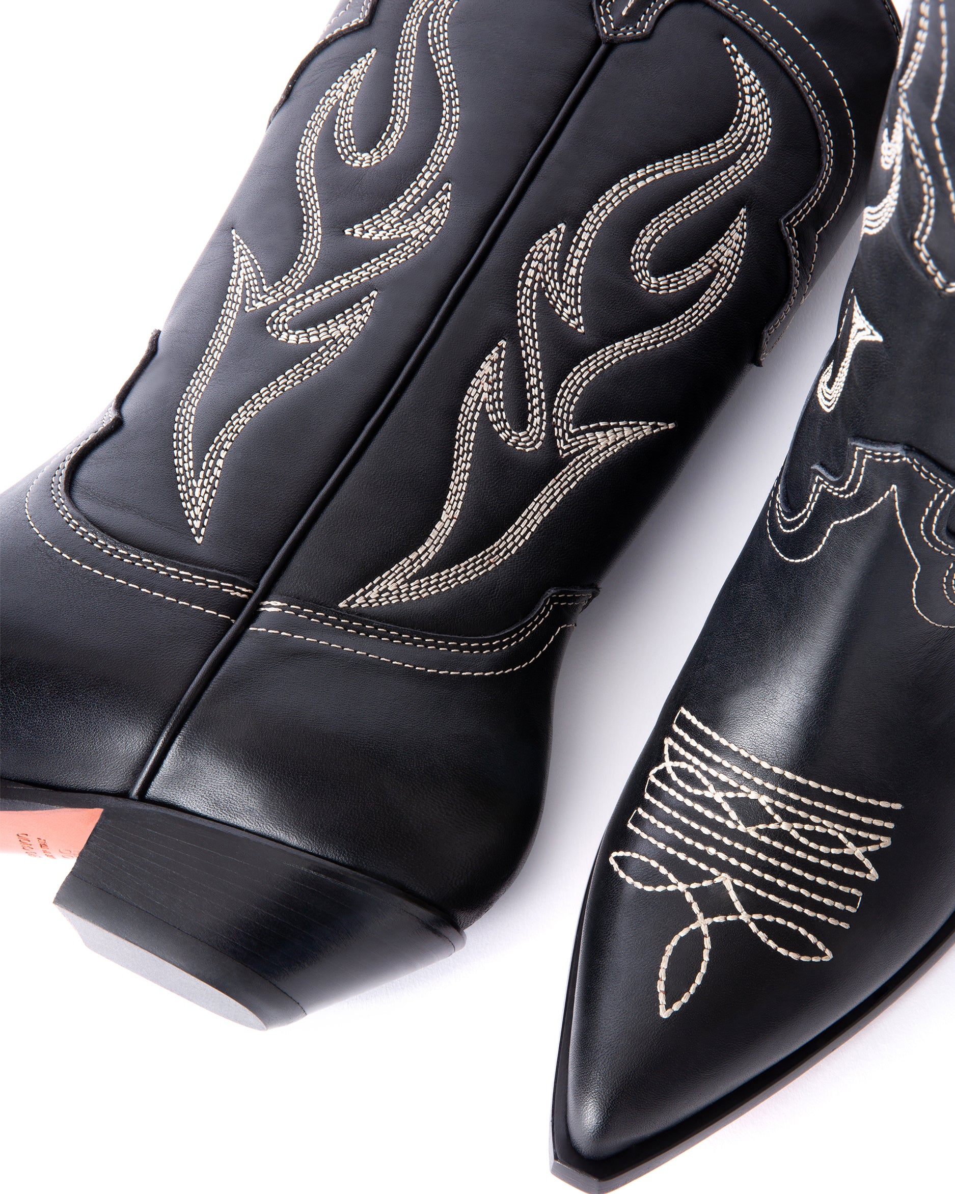 Santafe Men's Cowboy Boots in Black Calfskin | Off-White Embroidery 03